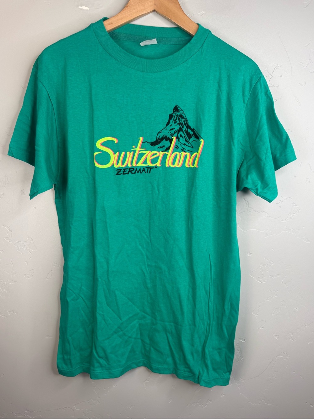 Vintage Zermatt Switzerland Short Sleeve Single Stitch Tee Large